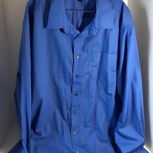 Long sleeve blue 3XL button up dress shirt